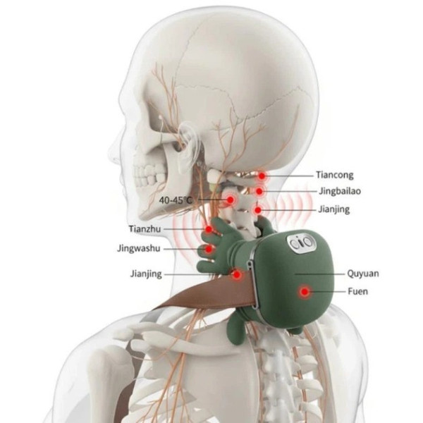 Электрический массажер для шеи и плеч Shoulders & Neck, беспроводной шиацу массажер с инфракрасным прогревом, массажер для спины