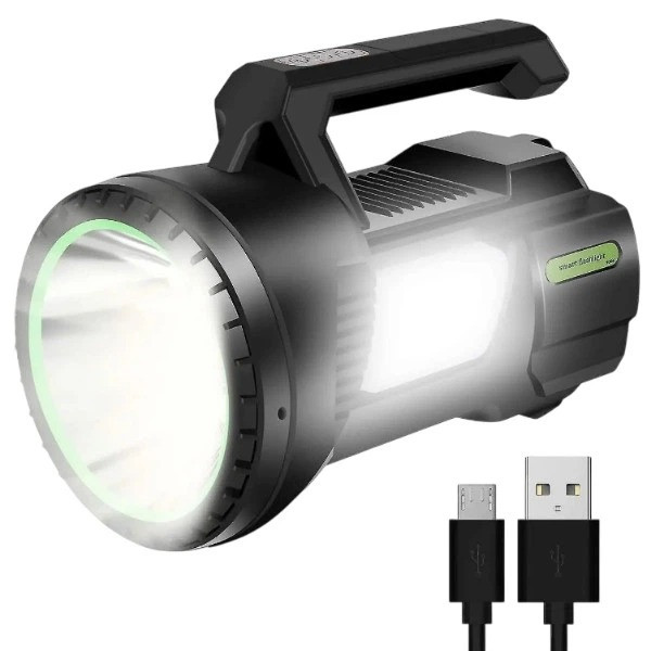 Аккумуляторный фонарь прожектор, ручной LED фонарик, переносной фонарь с аккумулятором 1000 люмен KLAUS KE-47715 черный