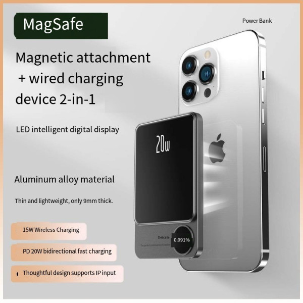 Повербанк PowerBank Q9 5000 mAh, беспроводной power bank с дисплеем, внешний аккумулятор с быстрой зарядкой Type-C