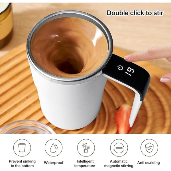 Кружка с автоперемешиванием, автоматическая магнитная чашка, self stirring mug USB, термокружка для кофе и напитков 380 мл