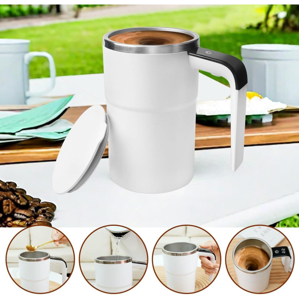 Кружка с автоперемешиванием, автоматическая магнитная чашка, self stirring mug USB, термокружка для кофе и напитков 380 мл