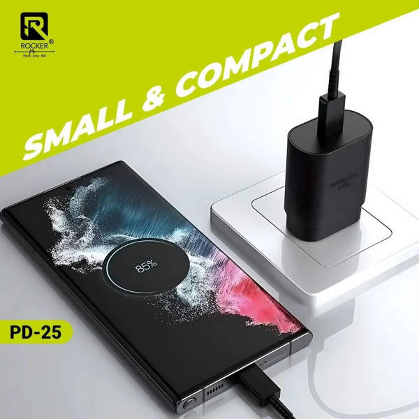 Зарядное устройство USB-C 25W PD, сетевой адаптер Type-C, блок быстрой зарядки для смартфона и планшета PD Adapter 9173 черный