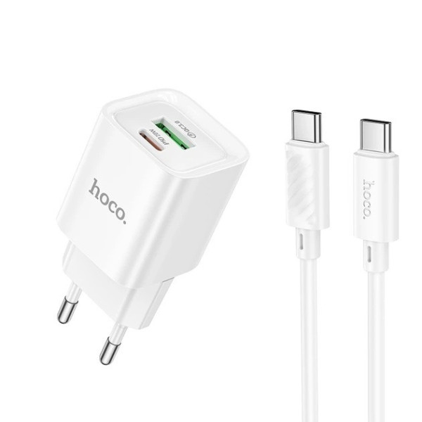 Зарядное устройство USB Type-C + USB 20W PD + QC 3.0, адаптер быстрой зарядки на 2 порта, блок питания для смартфона HOCO C147A