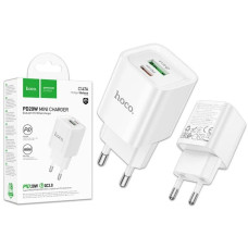 Зарядное устройство USB Type-C + USB 20W PD + QC 3.0, адаптер быстрой зарядки на 2 порта, блок питания для смартфона HOCO C147A