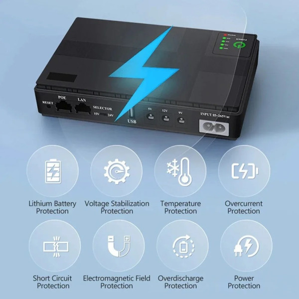 Источник бесперебойного питания UPS 10400 mAh 36W для роутера и сетевого оборудования, черный