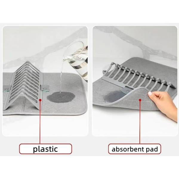 Сушилка для посуды с ковриком Dish Drain Rack подставка для тарелок и чашек с микрофибровым ковриком, компактная кухонная сушилка