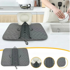 Сушилка для посуды с ковриком Dish Drain Rack подставка для тарелок и чашек с микрофибровым ковриком, компактная кухонная сушилка