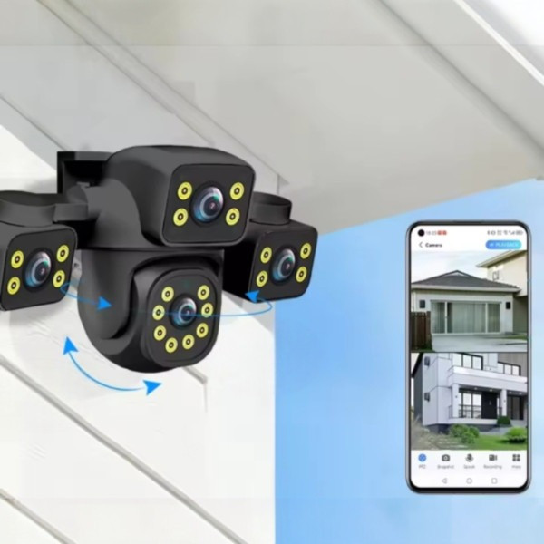 Камера видеонаблюдения QL4 12MP Wi-Fi IP камера с 3 объективами, поворотная шарнирная IP камера видеонаблюдения, уличная Wi-Fi