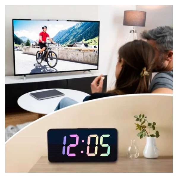 Электронные настольные часы VST-888H RGB с LED зеркальным дисплеем, цифровые настольные часы с подсветкой