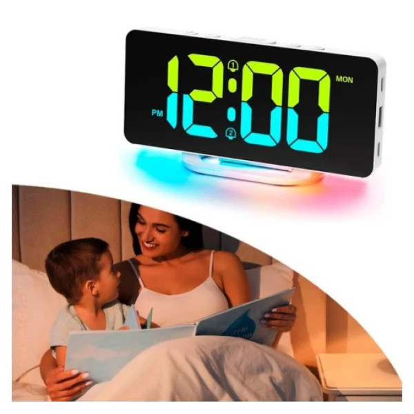 Электронные настольные часы VST-888H RGB с LED зеркальным дисплеем, цифровые настольные часы с подсветкой