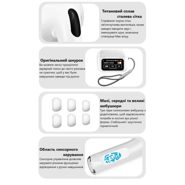 Беспроводные наушники ANC ENC с сенсорным кейсом и цветным дисплеем, TWS Bluetooth наушники с шумоподавлением, игровые стерео