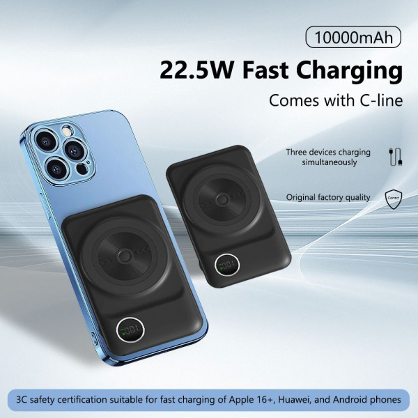 Повербанк REMAX RPP-527 10000 mAh с беспроводной зарядкой MagSafe, встроенными кабелями Type-C/Lightning, быстрая зарядка PD/QC