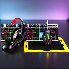 Игровой набор 4 в 1 T-Wolf TF240 клавиатура, мышь, наушники и коврик, геймерский комплект с LED подсветкой, гарнитура