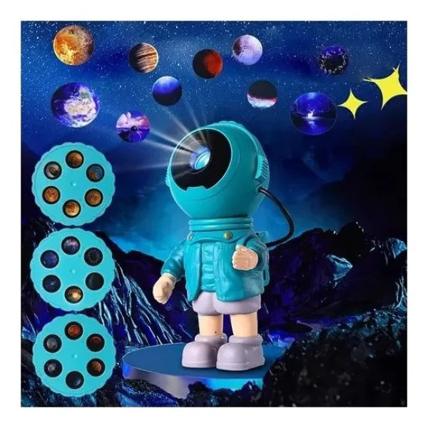 Проектор звездного неба Astronaut Infinity Star с картриджами, ночник астронавт с пультом, LED лампа проектор космоса для детской