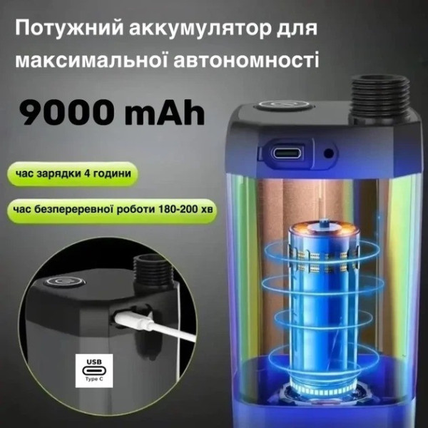 Портативный душ с насосом электрический 9000 mAh Lixada, полевой походный переносной душ для туризма и дома,автономный портативный