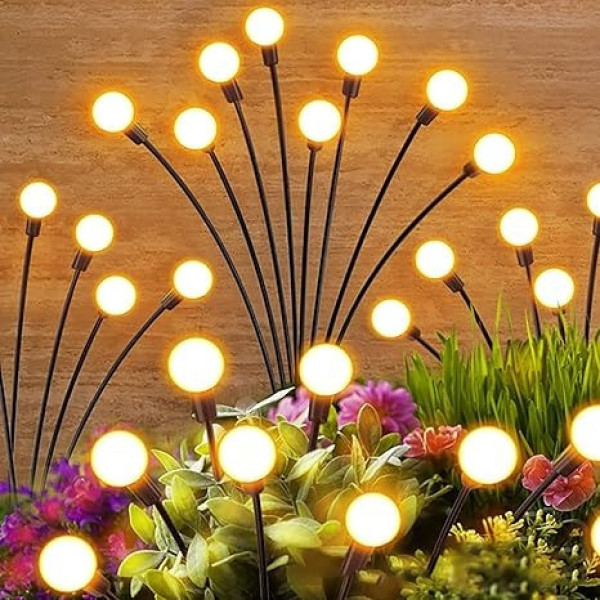 Набор декоративных садовых светильников Светлячок 6 LED 2 шт на солнечной батарее, уличные светодиодные светильники светлячки