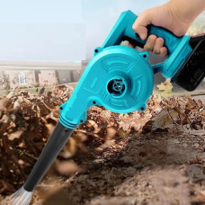 Аккумуляторная воздуходувка-пылесос 2в1 24V 1300 mAh, ручной садовый пылесос и отдушка для листьев, пыли и снега, голубая