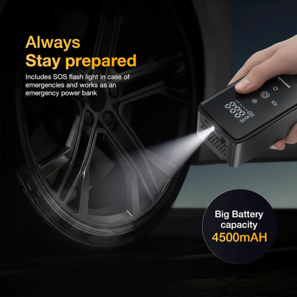 Портативный автокомпрессор M-903A аккумуляторный насос для колес 150 PSI power bank 6000 mAh LED фонарь компрессор для авто