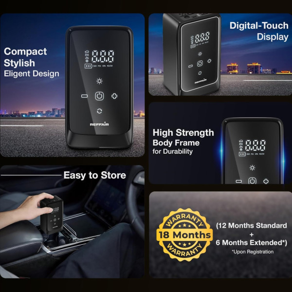 Портативный автокомпрессор M-903A аккумуляторный насос для колес 150 PSI power bank 6000 mAh LED фонарь компрессор для авто