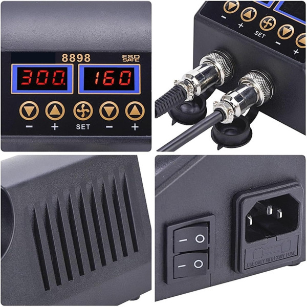 Паяльная станция 2в1 JCD 8898 750W термофен + паяльник, станция для ремонта электроники, фен для пайки SMD, паяльный набор