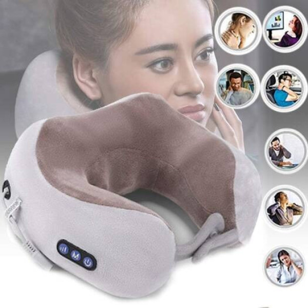 Массажная подушка для шеи U-shaped massage pillow массажер для шеи и плеч ортопедическая подушка с эффектом памяти