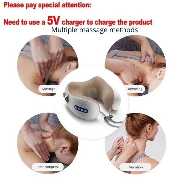 Массажная подушка для шеи U-shaped massage pillow массажер для шеи и плеч ортопедическая подушка с эффектом памяти