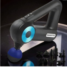 Портативный ручной массажер Massage Gun для тела и мышц 12 в 1 перкуссионный электрический массажер для спины, шеи, ног, плеч