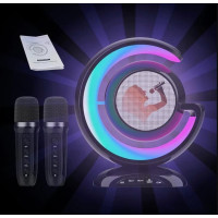 Музыкальная лампа, ночник YS-110 Bluetooth колонкой, караоке-устройство с двумя микрофонами, портативная аудио станция, LED RGB
