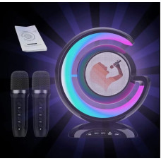 Музыкальная лампа, ночник YS-110 Bluetooth колонкой, караоке-устройство с двумя микрофонами, портативная аудио станция, LED RGB