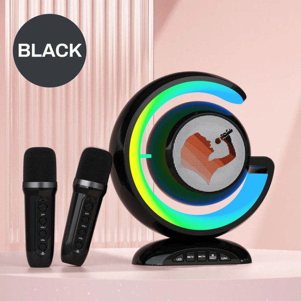 Музыкальная лампа, ночник YS-110 Bluetooth колонкой, караоке-устройство с двумя микрофонами, портативная аудио станция, LED RGB