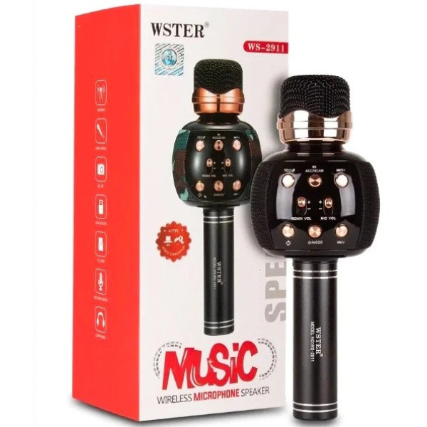 Беспроводной караоке-микрофон Wster WS-2911 с колонкой и изменением голоса Bluetooth микрофон для караоке