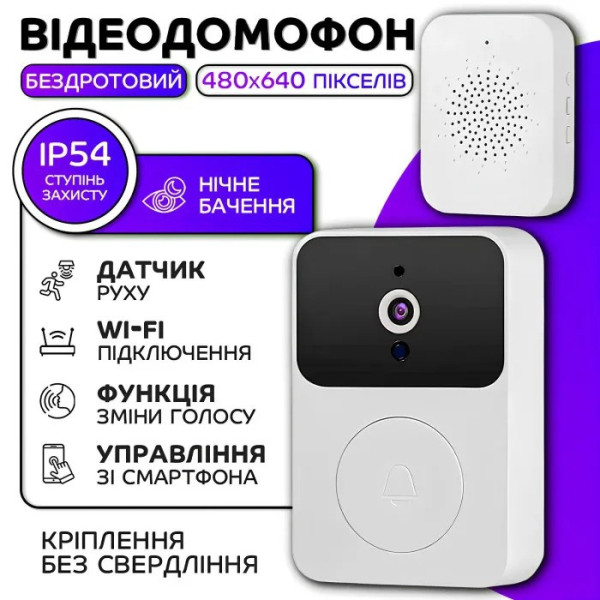Беспроводной видеозвонок Wi-Fi Doorbell M6, умный дверной видеозвонок с камерой и ночным видением, аккумуляторный