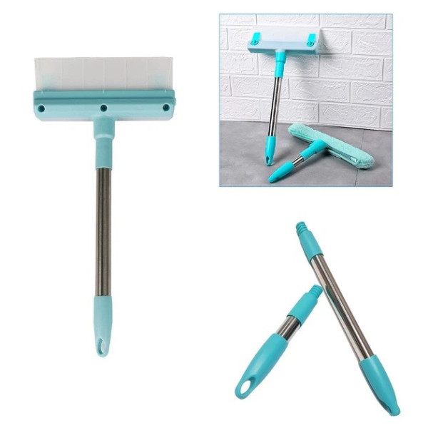 Щетка для мытья окон Multpurpose Squeegee с микрофиброй и двумя ручками, швабра для мытья окон и стекла, скребок для окон