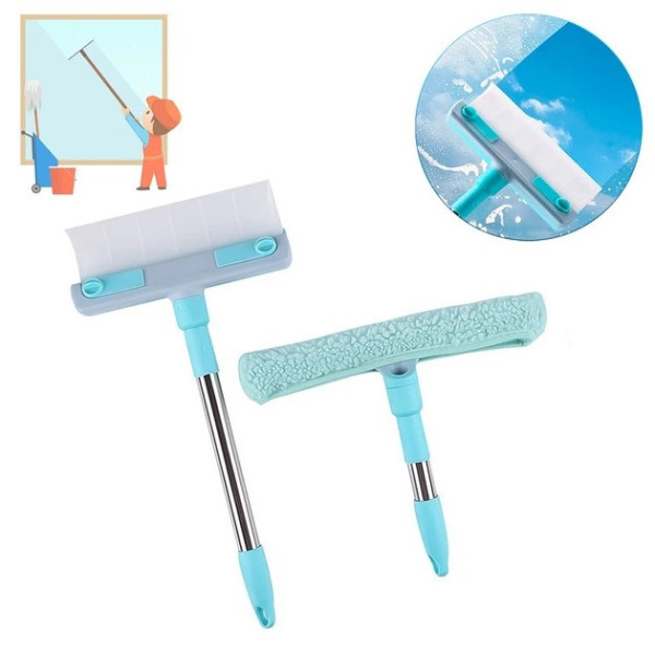 Щетка для мытья окон Multpurpose Squeegee с микрофиброй и двумя ручками, швабра для мытья окон и стекла, скребок для окон