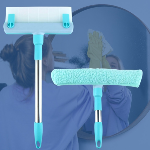 Щетка для мытья окон Multpurpose Squeegee с микрофиброй и двумя ручками, швабра для мытья окон и стекла, скребок для окон
