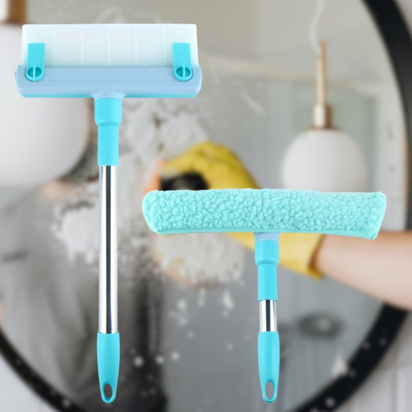 Щетка для мытья окон Multpurpose Squeegee с микрофиброй и двумя ручками, швабра для мытья окон и стекла, скребок для окон