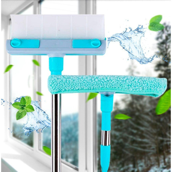 Щетка для мытья окон Multpurpose Squeegee с микрофиброй и двумя ручками, швабра для мытья окон и стекла, скребок для окон