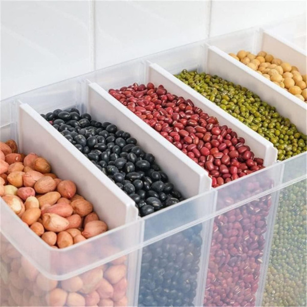 Диспенсер для сыпучих продуктов на 6 отсеков Multifunctional Household Rice Bucket, контейнер для круп и макарон с дозатором
