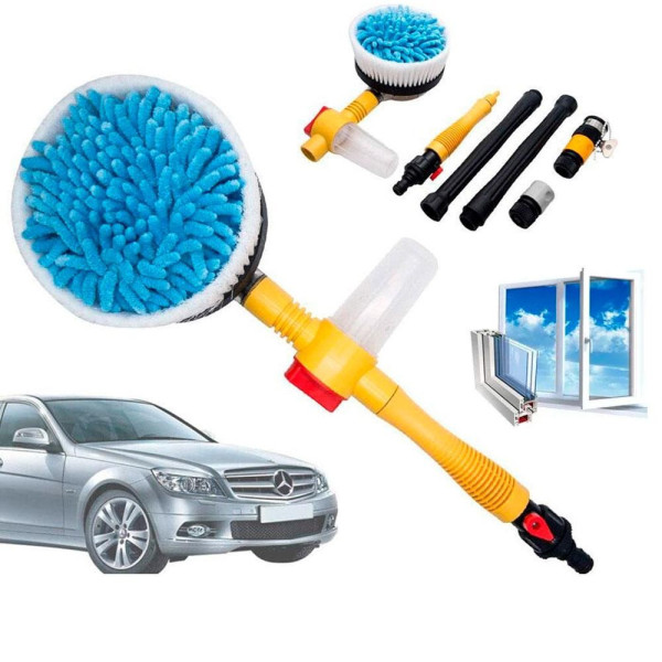 Щетка для мытья авто с подключением к шлангу Water Blast Cleaner Roto Brush MAG-764, вращающаяся щетка для шланга, насадка для мыт