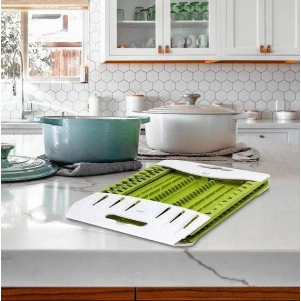 Складная сушилка для посуды Think Flat MAG-892, настольная сушилка для посуды Collapsible Dish Rack, пластиковый органайзер