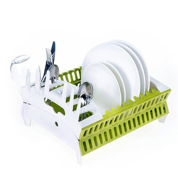 Складная сушилка для посуды Think Flat MAG-892, настольная сушилка для посуды Collapsible Dish Rack, пластиковый органайзер
