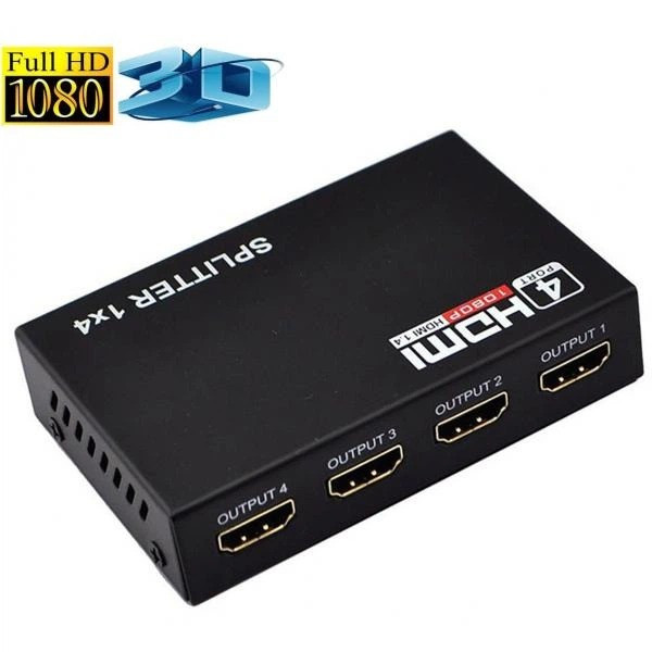 Разветвитель HDMI на 4 порта HDMI Splitter 1x4, HDMI сплиттер 4K Ultra HD, распределитель HDMI сигнала, делитель HDMI 1 в 4