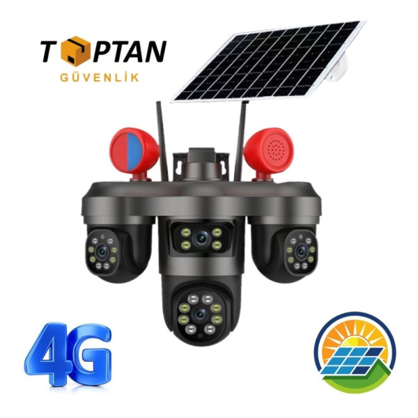 Уличная 4G камера видеонаблюдения VN 404 с 3 объективами и солнечной панелью, поворотная IP камера с сигнализацией