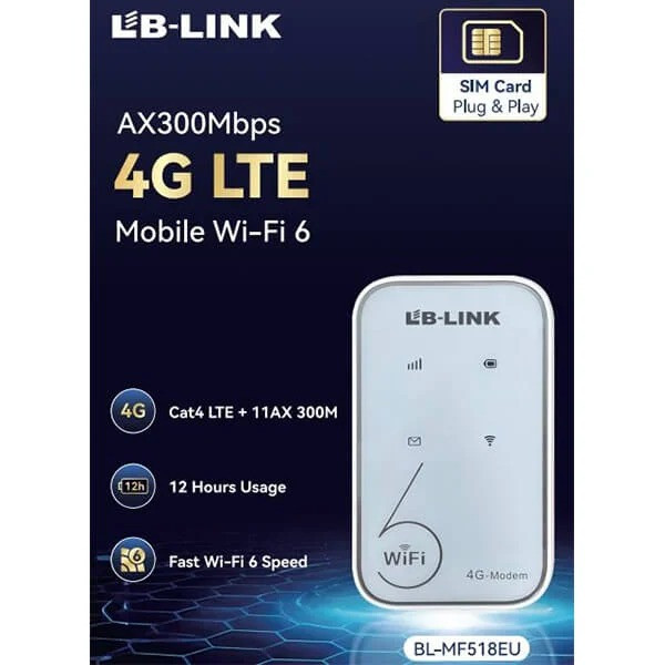 Мобильный Wi-Fi роутер LB-LINK BL-MF518EU, 4G LTE роутер с SIM-картой, портативный Wi-Fi роутер для дома и поездок