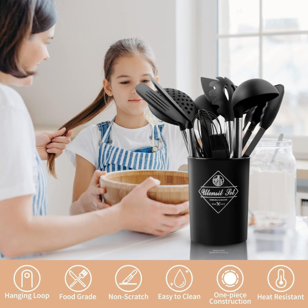 Набор кухонных принадлежностей 12 предметов Kitchen Set, силиконовый кухонный набор для приготовления пищи с деревянными ручками