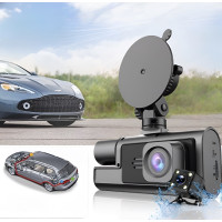 Автомобильный видеорегистратор A22, 3 камеры FullHD, WiFi, задняя водонепроницаемая камера, ночная съемка, датчик удара и движения