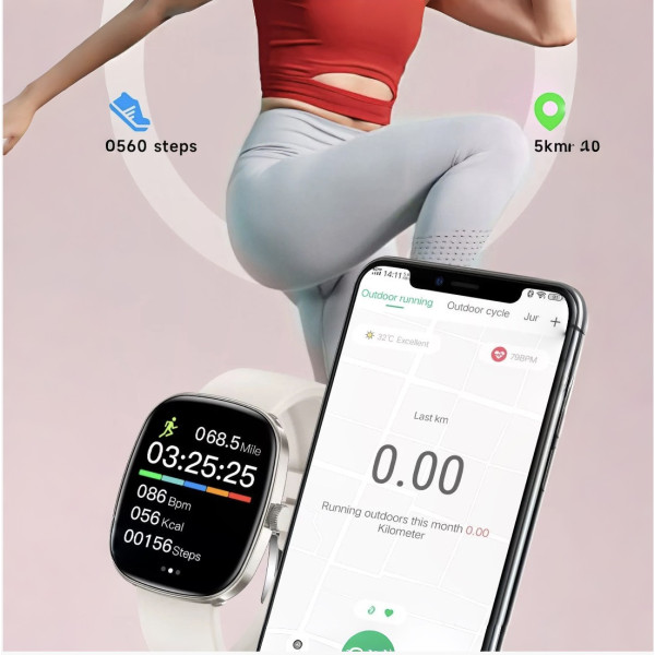 Смарт-часы T99Max, умные часы с большим HD дисплеем, двойной ремешок, мониторинг пульса и шагомер, 4 цвета