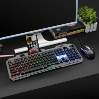Игровая клавиатура K-25 проводная мембранная USB RGB подсветка полноразмерная с мультимедийными клавишами для ПК геймерская черная