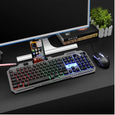 Игровая клавиатура K-25 проводная мембранная USB RGB подсветка полноразмерная с мультимедийными клавишами для ПК геймерская черная