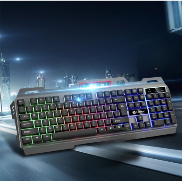 Игровая клавиатура K-25 проводная мембранная USB RGB подсветка полноразмерная с мультимедийными клавишами для ПК геймерская черная